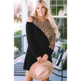 Rochie Mini Cu Imprimeu Leopard, NeagrÄƒ