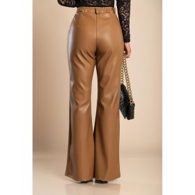 Pantaloni Eleganti Lungi Din Imitatie De Piele, Camel