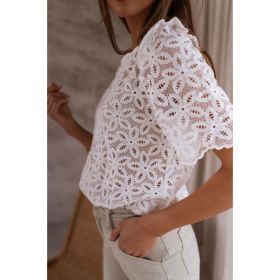 BluzÄƒ ElegantÄƒ Cu Broderie FloralÄƒ, AlbÄƒ