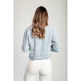 Geaca Scurta Din Tweed, Albastru Deschis