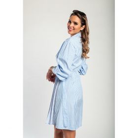 Rochie Mini Cu Imprimeu Cu Dungi, Albastru Deschis