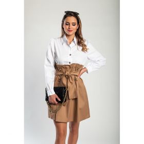Rochie Mini Cu Nasturi, Camel