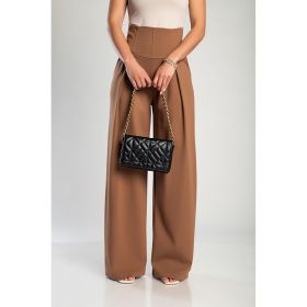 Pantaloni Lungi Eleganti Cu Talie Inalta, Camel