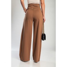 Pantaloni Lungi Eleganti Cu Talie Inalta, Camel