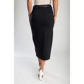 Fusta Midi Eleganta Cu Centura, Neagra