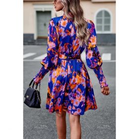 Rochie Mini Eleganta Imprimata, Albastra