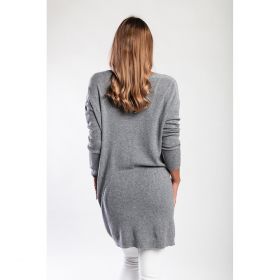 Rochie Mini Tricotata Cu Decolteu In "V", Gri