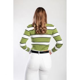 Top Tricotat Cu Imprimeu ÃŽn Dungi, Verde