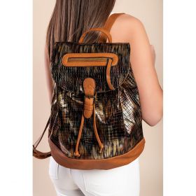 Rucsac Cu Imprimeu Piele De Crocodil, Negru