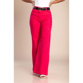 Pantaloni Largi Din Bumbac, Fucsia