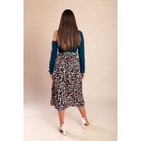 Rochie Midi Cu Imprimeu Leopard, Petrol
