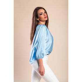 BluzÄƒ ElegantÄƒ Cu Decolteu Asimetric, Albastru Deschis