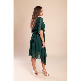 Rochie Lunga Midi Asimetrica, Verde Inchis