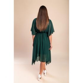 Rochie Lunga Midi Asimetrica, Verde Inchis
