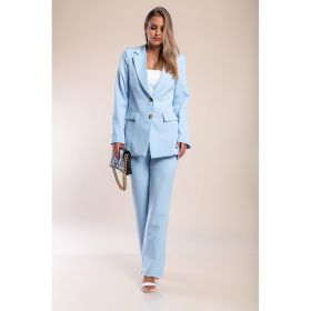 Set Blazer È˜i Pantalon Elegant, Albastru Deschis