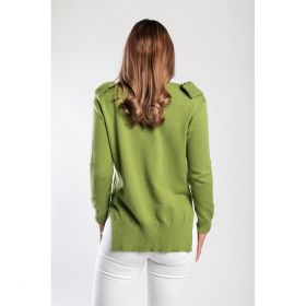 Camasa Lunga Tricotata Cu Volane 23137, Verde