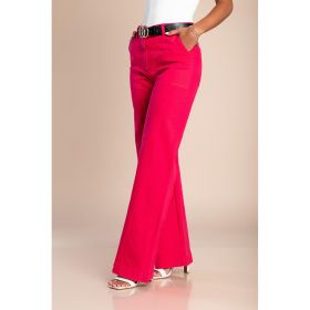 Pantaloni Largi Din Bumbac, Fucsia