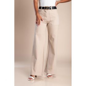 Pantaloni Largi Din Bumbac, Maro