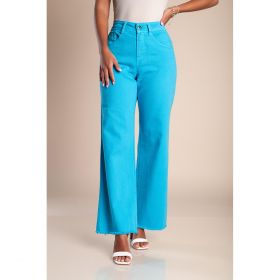 Pantaloni Largi Din Bumbac, Turcoaz