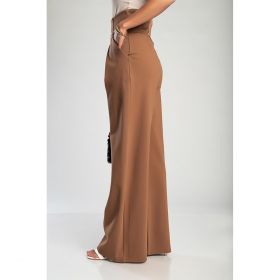 Pantaloni Lungi Eleganti Cu Talie Inalta, Camel