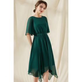 Rochie Lunga Midi Asimetrica, Verde Inchis