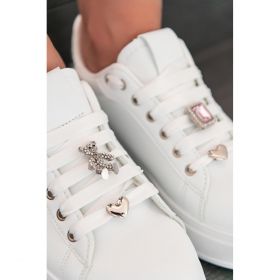 Adidasi La Moda Cu Detalii Decorative, Alb/Argintiu