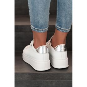 Adidasi La Moda Cu Detalii Decorative, Alb/Argintiu