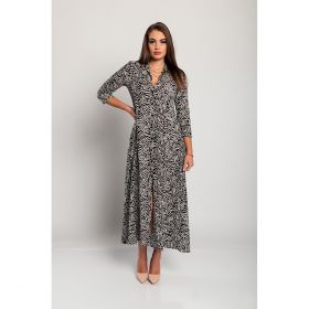 Rochie Midi Cu Imprimeu, Neagra