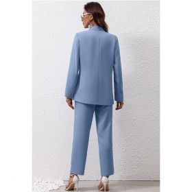 Set Elegant  Blazer È˜i Pantaloni, Albastru Deschis