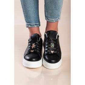 Adidasi La Moda Cu Detalii Decorative, Negri/Aurii