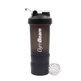 Shaker compartimentat Blend Bottle Black White 600 ml - GymBeam