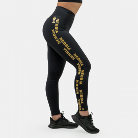 Colanți pentru femei Classic High Waist Intense Iconic Black/Gold - NEBBIA