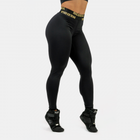 Colanți pentru femei Classic High Waist Intense Perform Black/Gold - NEBBIA