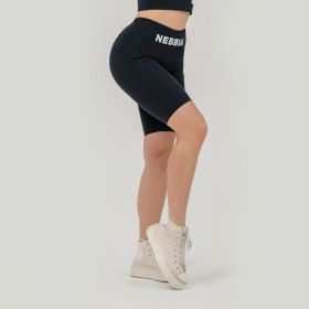 Pantaloni scurți pentru femei Biker High Waist Gym Therapy Black - NEBBIA