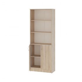 Biblioteca Flint, cu Usi Inferioare si 2 Polite, Stejar Sonoma, 70 x 32 x 200 cm