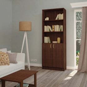 Biblioteca Flint, cu Usi Inferioare si 2 Polite, Wenge, 70 x 32 x 200 cm