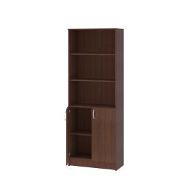 Biblioteca Flint, cu Usi Inferioare si 2 Polite, Wenge, 70 x 32 x 200 cm