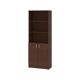 Biblioteca Flint, cu Usi Inferioare si 2 Polite, Wenge, 70 x 32 x 200 cm