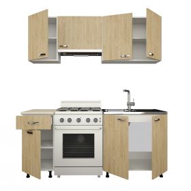 Bucatarie Sofia, Lemn Natural/Alb, L 180 cm