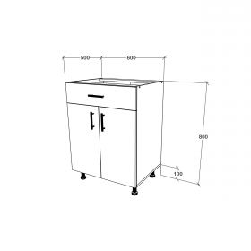 Corp Baza Karo, 1 Sertar, 2 Usi, Stejar Bronz/Alb, 60 x 50 x 80 cm