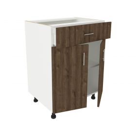 Corp Baza Karo, 1 Sertar, 2 Usi, Stejar Bronz/Alb, 60 x 50 x 80 cm