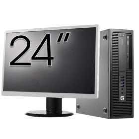 Pachet Calculator Second Hand HP EliteDesk 800 G2 SFF, Intel Core i5-6500 3.20GHz, 8GB DDR4, 256GB SSD + Monitor 24 Inch