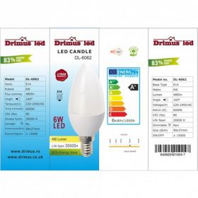 Bec LED Drimus E14 6W lumina rece DL-6062