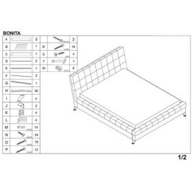 Set pat HM Bonita negru plus saltea Neptun Memory Pocket Comfort 160x200