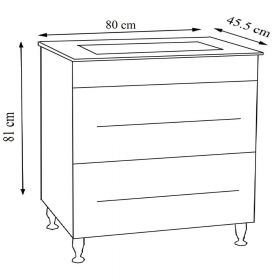 Baza si lavoar baie GN0541 - 80 cm, sertare, alb