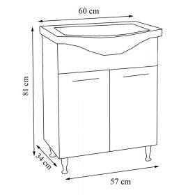 Baza si lavoar baie GN1531 - 60 cm alb cu usi