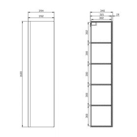 Dulap baie tip coloana CS Monde - 40 cm, suspendat, alb