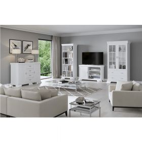 Comoda VMT2, 2 usi, sertar, Alb Antichizat