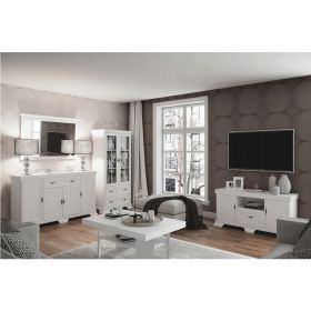 Comoda VMT2, 2 usi, sertar, Alb Antichizat