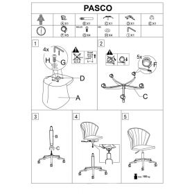 Scaun birou HM Pasco, rotativ, inaltime reglabila, catifea, roz